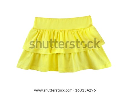 yellow skirt for girl, isolated on white background