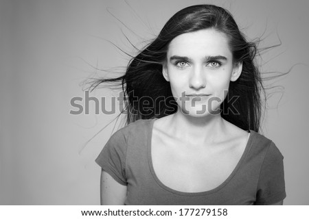 beautiful skinny woman portrait in black and white