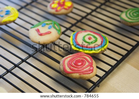 Decorated Sugar Cookies on Cooling Rack