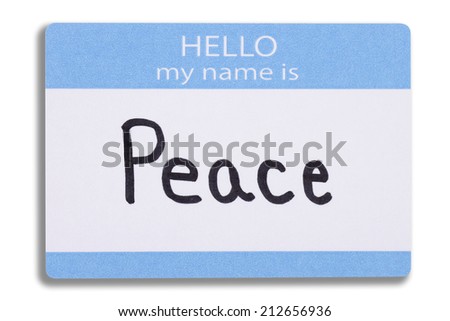A peace name badge