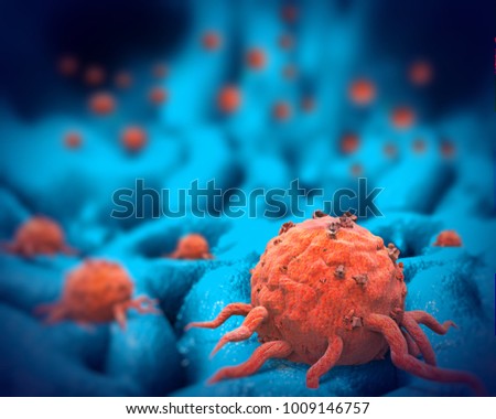 Cancer cells, 3d illustration