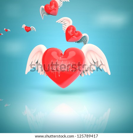 Happy valentine\'s day,hearts with wings