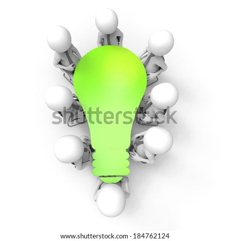Business people sitting at a table bulb