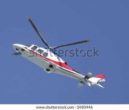 Helicopter in the sky over Pelican Waters in Queensland