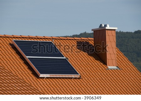 Solar collectors in a modern ecological house