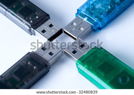 Four colorful USB Memory sticks