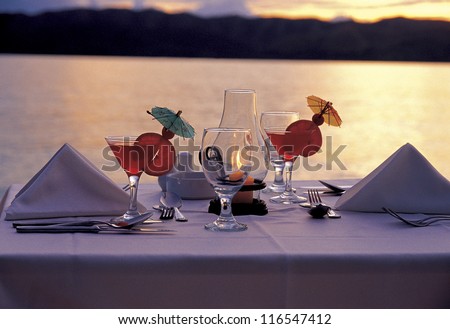 Cocktail dinner in the sunset
