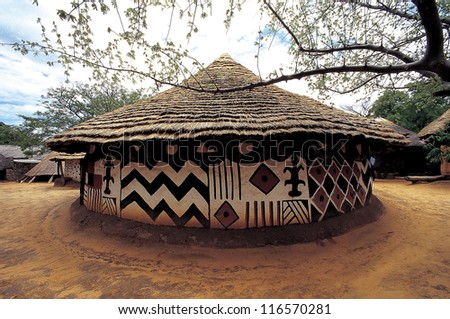 A traditional house with unique patterns in Africa