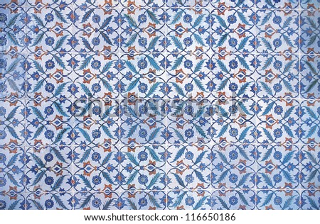 A blue leaves pattern in Topkapi Palace, Istanbul