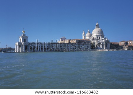 Distant view of Santa Maria della Salute Church in Venice