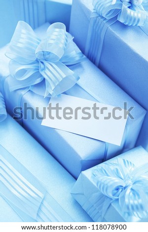 Ribboned blue boxes