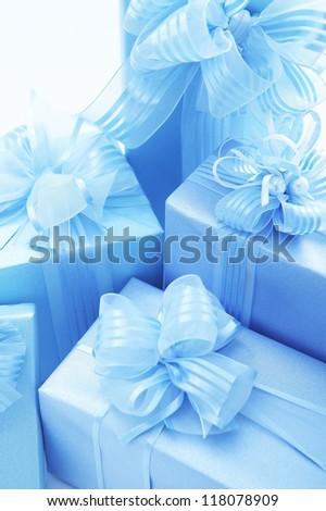 Ribboned blue boxes