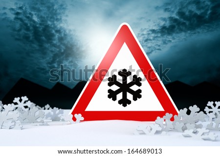 Night Driving In Winter - Warning Sign Night Driving In Winter - Warning Sign: Risk Of Snow And Ice