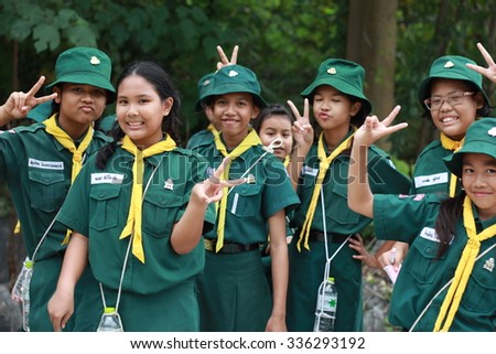 BANGKOK, THAILAND - Nov 4, 2015 : Student 11-12 years old, Scout Camp in primary school Bangkok Thailand.
