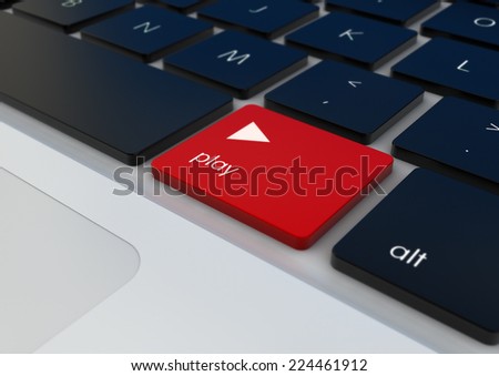render of play button on a keyboard