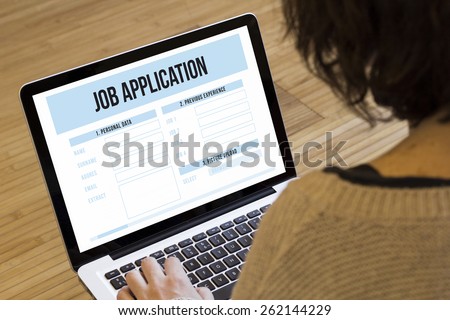 job search online concept: job application on a laptop screen