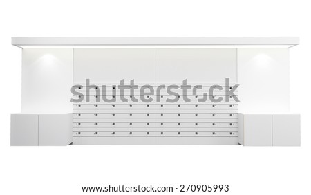Mock up white poster for advertising at the retail shop shelf, 3D render and white isolated