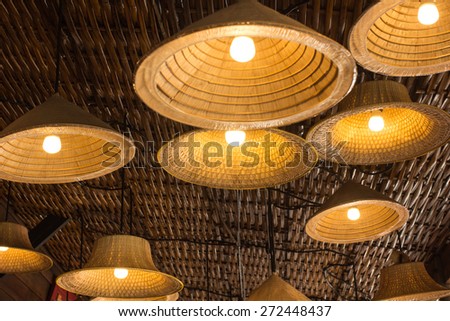 Group of hat pendant lamps in Thai design
