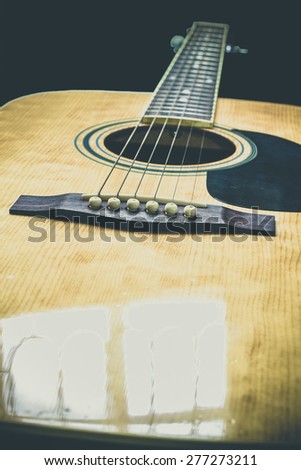 Part of guitar body close up