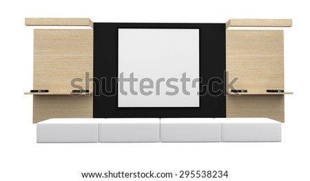 Mock up white poster for advertising at the retail shop shelf, 3D render and white isolated