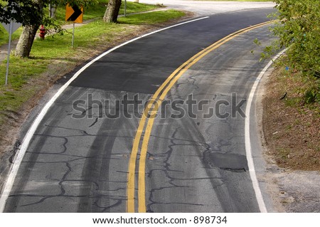 Skid-marks on curve in road