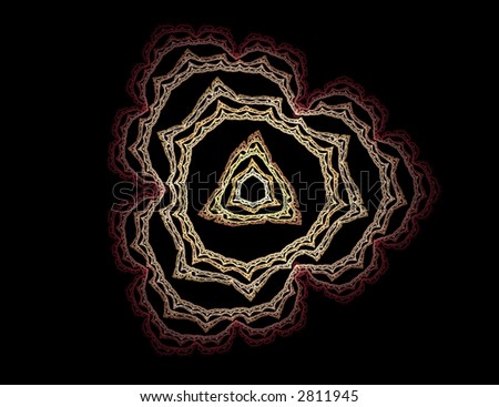 Lace type fractal isolation on black for background, pattern, or shape