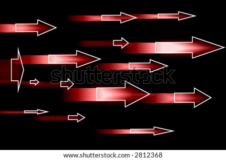 Red and white Arrows in motion Abstract to emphasize direction or urgency