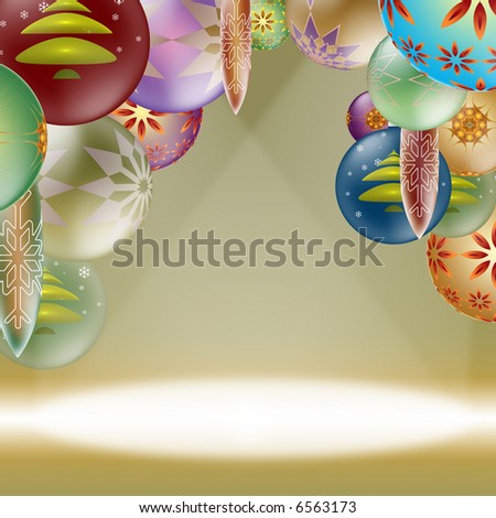 Christmas Ornament Background with spotlight area for product emphasis