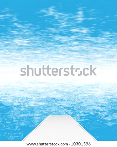 Conceptual Abstract diving board into the water or sky