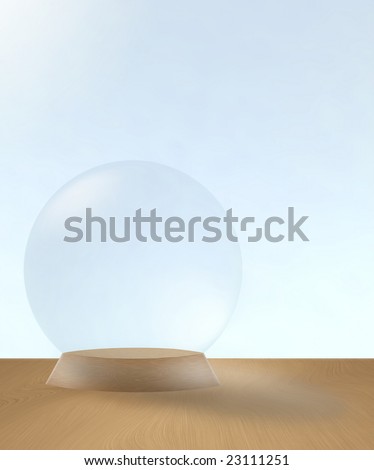 Empty crystal ball or snow globe waiting for product or themed addition