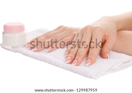 Hands spa, still in the cabin for the care of hands. Isolated on white background