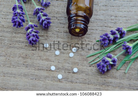Lavender grains on a wooden background