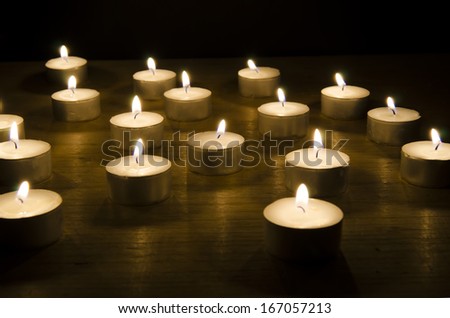 Burning candles. Romantic candlelight.