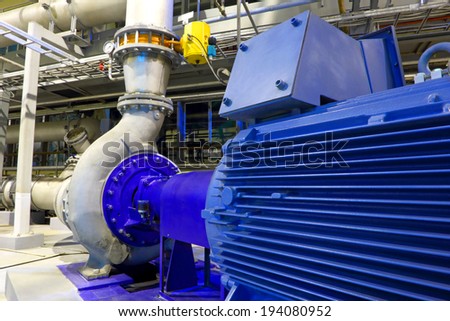 Factory equipment.  Electric motor of pumps