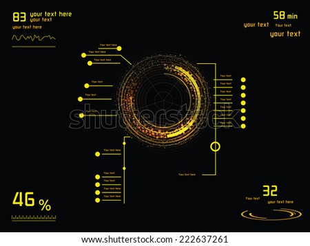 Futuristic yellow infographics as head-up display Futuristic yellow infographics as head-up display