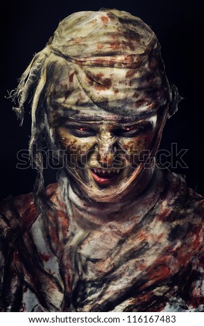 portrait of scary bad mummy at night
