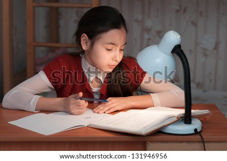 the girl was very tired to do homework
