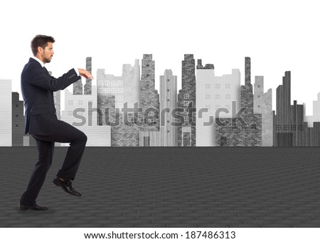 young businessman fight gesture