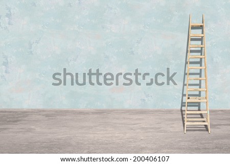Ladder leaning against a wall