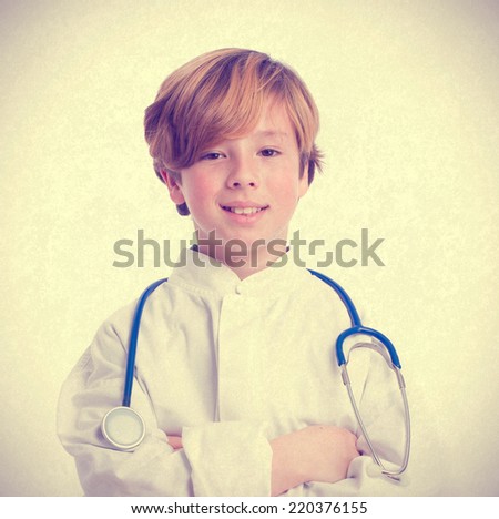 Proud doctor boy with a stethoscope