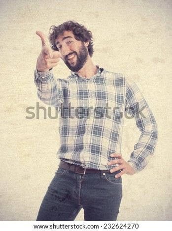 young man pointing you gesture