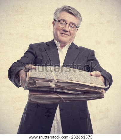 senior cool man offering papers