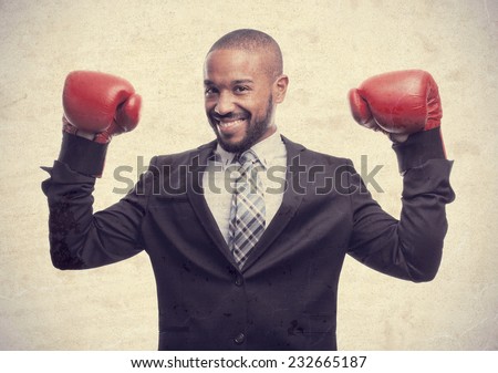 young cool black man businessman boxing