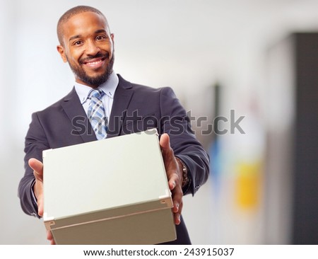 young cool black man with a box