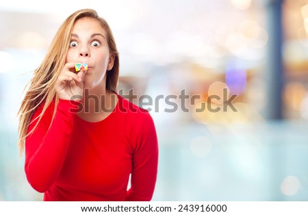 young cool woman celebrating pose