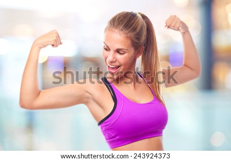 young cool woman strong gesture