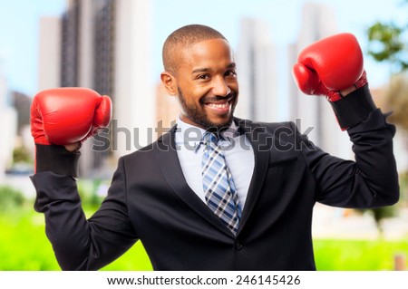 young cool black man businessman boxing