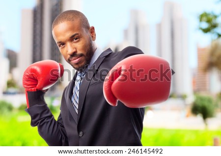 young cool black man boxing