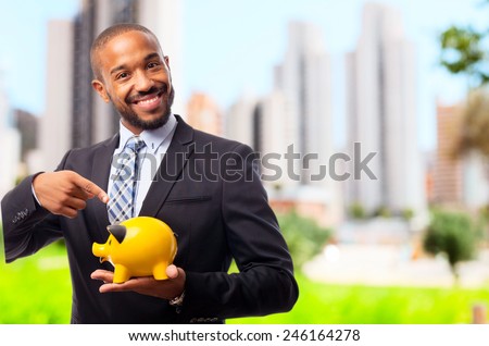young cool black man pointing savings