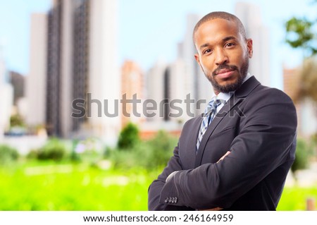 young cool black man satisfied pose